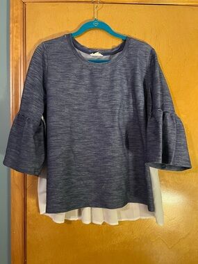 Gilli Navy and White Layered Bell-Sleeve Tunic